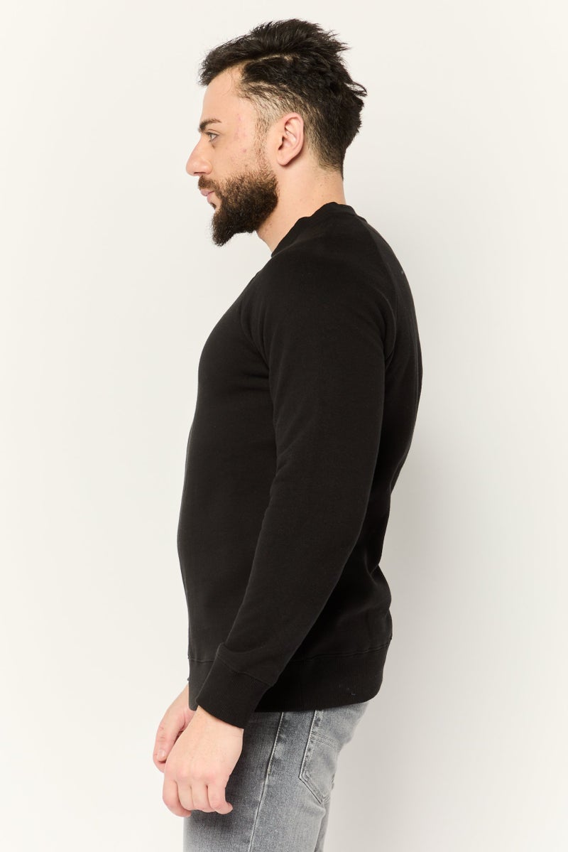 Prince سويت شيرت طويل الأكمام برقبة دائرية للرجال بشعار مطرز، أسود - Image 4